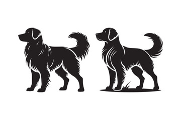 Long-Haired Dog Silhouette Vector Majestic Pet Illustration Design