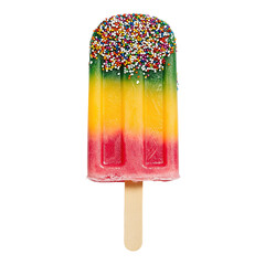 Colorful popsicle with sprinkles isolated on transparent background.