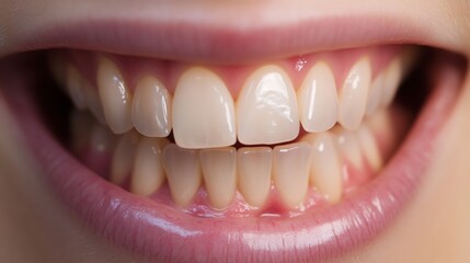 Fototapeta premium Close up of a woman's mouth undergoing a cosmetic dental procedure