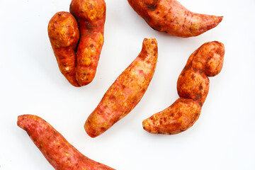 Sweet potato on white background.
