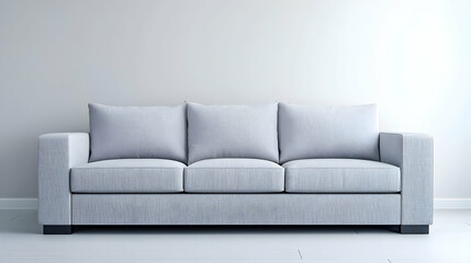 Modern Grey Striped Fabric Sofa In Empty Living Room