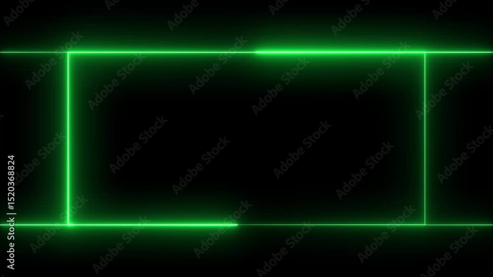 Poster glowing neon light frame rectangle loading icon background in 4k video. abstract glowing neon light 