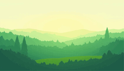 Green Forest Landscape Illustration