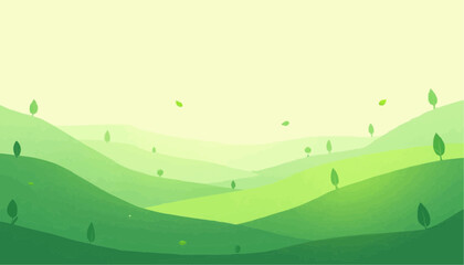 Obraz premium Green Hills Landscape Illustration