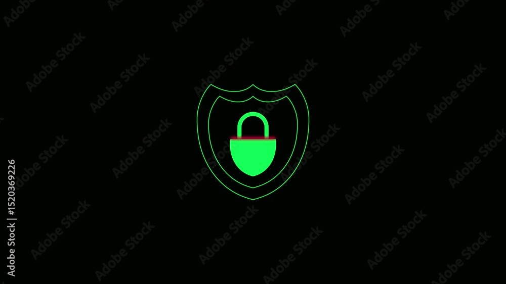 Poster secure data protection icon with lock and key digital security concept. security shield sign, 4k vid