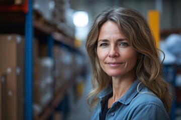 Portrait of a Confident Professional Woman in Logistics Warehouse - Industry Leader and Business Manager
