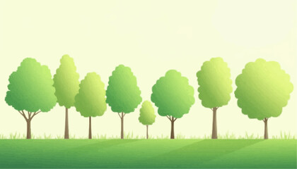 Green Trees on Grass Illustration