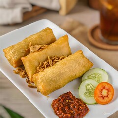 Lumpia Semarang, a traditional Indonesian snack originating from Semarang, Central Java