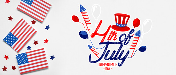 Obraz premium USA flags with stars on white background. Independence Day celebration