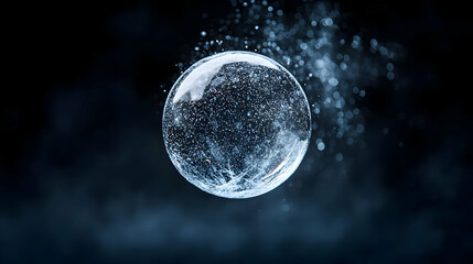 Abstract Glowing Sphere Design With Points On Dark Background