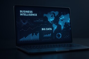 Interactive holographic display showcasing complex data analytics and global business insights above a sleek modern tablet
