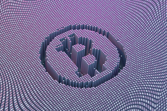 bitcoin logo in 3d digital column structure