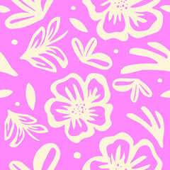 Abstract background with leaves and flowers. Seamless pattern with nature design elements