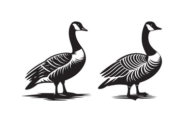 Geese Silhouette Vector Art Elegant Goose Illustrations