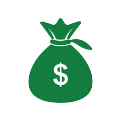  money bag with dollar silhouette on white background