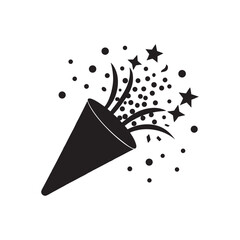 party confetti popper silhouette on white background