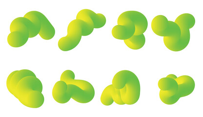 3d line fluid Abstract Green Shapes Set