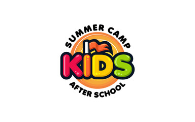 Illustration vector graphic of kids summer camp logo design template