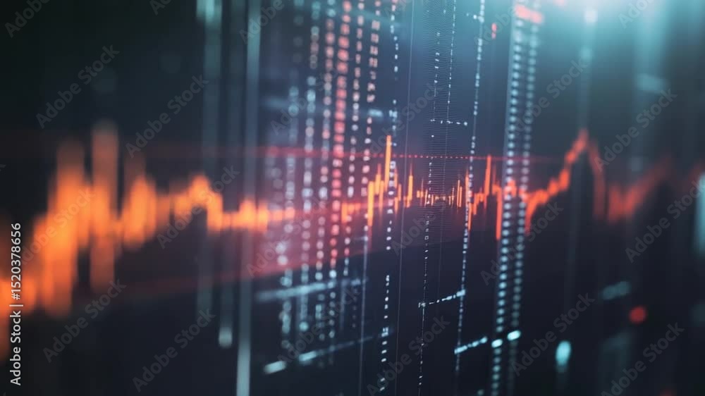Poster abstract financial stock market data analysis on a digital display screen