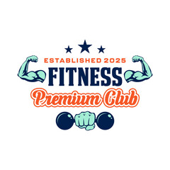 Fitness premium club logo emblem vector design