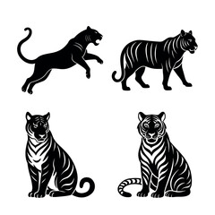 Obraz premium tiger vector art silhouette on white background