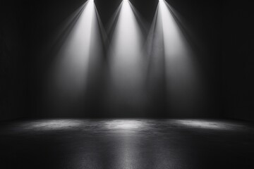 Obraz premium Empty Theater Stage. Professional Lighting & Dramatic Setup for Showtimes and Concert Productions