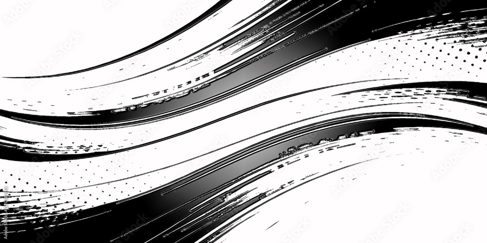 Poster wavy lines and halftone dots graphic design versatile and stylish element monochrome background .