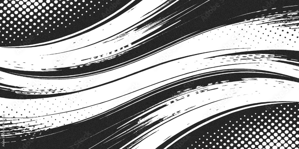 Poster wavy lines and halftone dots graphic design versatile and stylish element monochrome background .