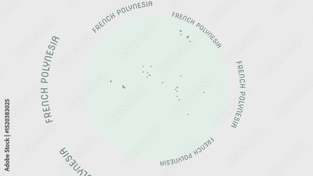 Poster french polynesia shape with dynamic circles visual effect. animation of french polynesia logo appear