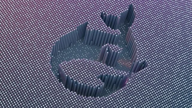 animated 3d deepseek ai logo in digital column structure