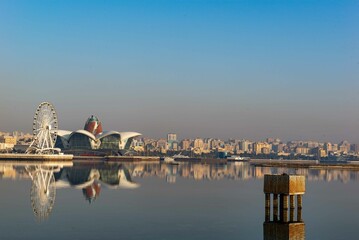 view of the city of Baku from the embankment of the seaside boulevard