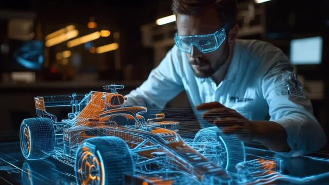 Engineer uses futuristic augmented reality to design race car, innovative automotive development