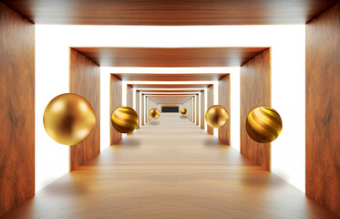 3d render of a corridor in a hotel