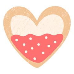 Pink Frosted Heart Cookie Vector – Crayon Illustration for Holidays