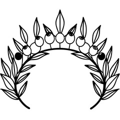 Simple Greek Laurel & Floral Crown Illustration