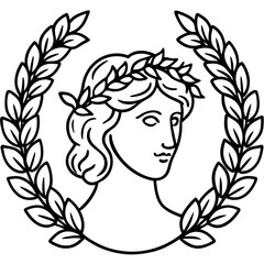 Simple Greek Laurel & Floral Crown Illustration