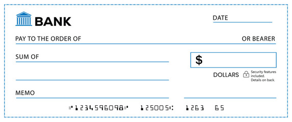 Presentation Check Template Giant Large Donor Check for Business. Vector
