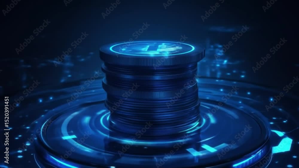 Aufkleber rotating stack on glowing platform futuristic technology