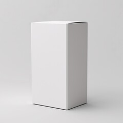 Naklejka premium Modern White Empty Packaging Box - Minimalist Cardboard Mockup Template for Product Branding and Display