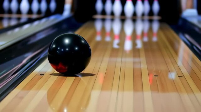 Bowling ball and bowling pins video footage