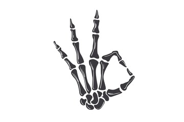 black hand skeleton on white background