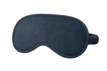 Comfortable navy blue sleeping mask promoting relaxation and restful sleep, isolated on transparent background
