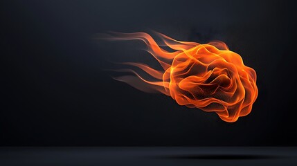Abstract Fire Swirl on Dark Background in Motion