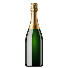 Elegant Champagne Bottle with Gold Foil – Isolated on Transparent Background