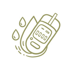 Blood Sugar Meter Icon with Drop, Minimalist Vector Art, Blood Sugar Balance, Glucose Monitoring Graphic, Medical Design Element