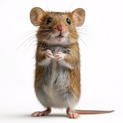 Adorable Cute Mouse. Innocent Petite Rodent in Focused Studio Portrait with Elegant Fur and Whiskers