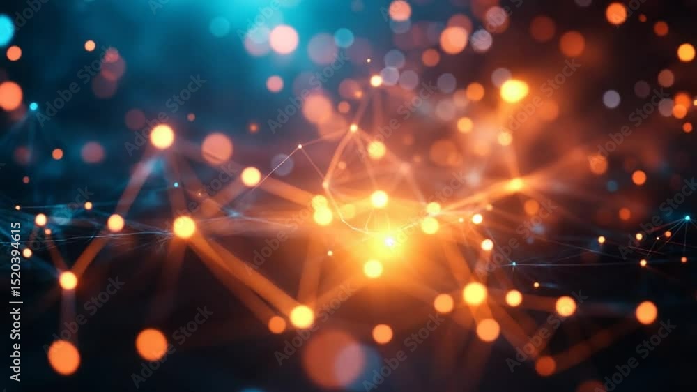 Poster abstract technological background with glowing connections and bokeh effects