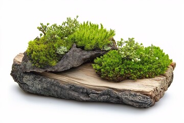 Botanical Craftsmanship. Stunning Moss and Wood Decorative Piece for Greenery-Inspired Home Decor