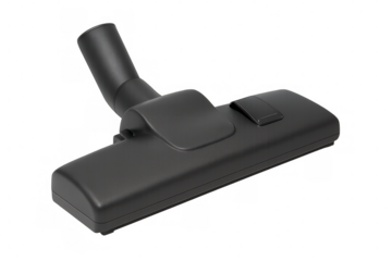 Black vacuum cleaner brush hovering weightlessly, ready for removing dust and debris from surfaces with efficient cleaning power