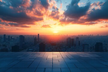 Stunning Urban Cityscape at Sunset. Capture the Dramatic Skyline and Vibrant Colors of Nightfall with Urban Photography